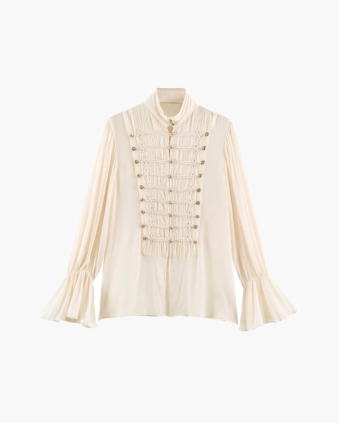 ZEYA - Miranda Vintage Stand Collar Frog Button Blouse