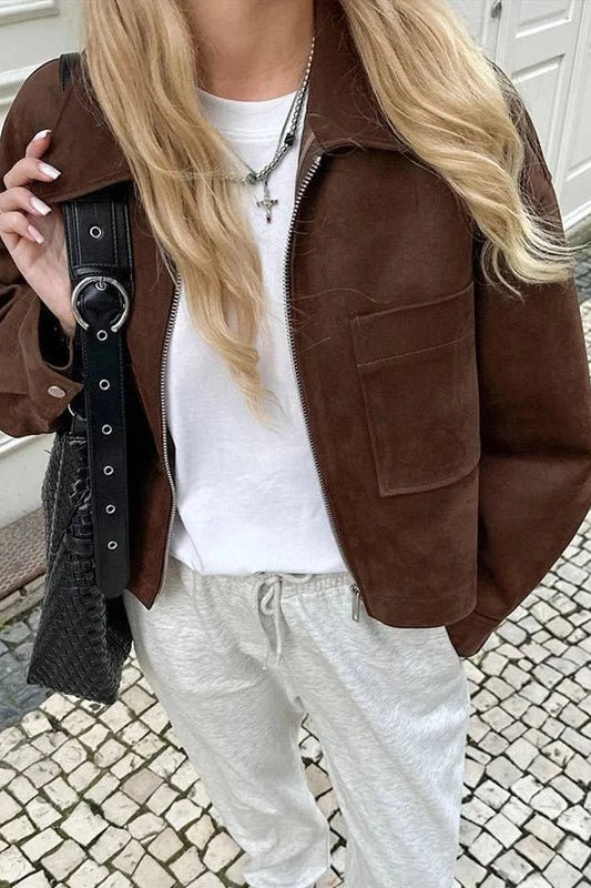 ZEYA - Nada Suede Bomber Jacket