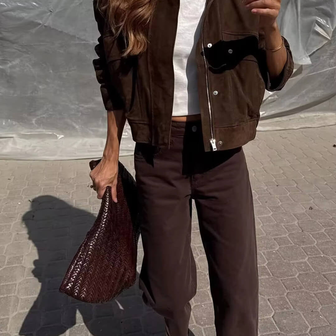 ZEYA - Nadine Suede Bomber Jacket