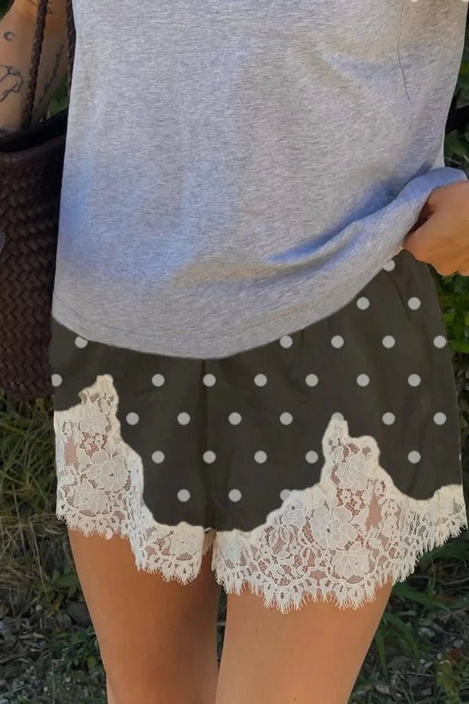 ZEYA - Natasha Polka Dot Lace Trim Shorts