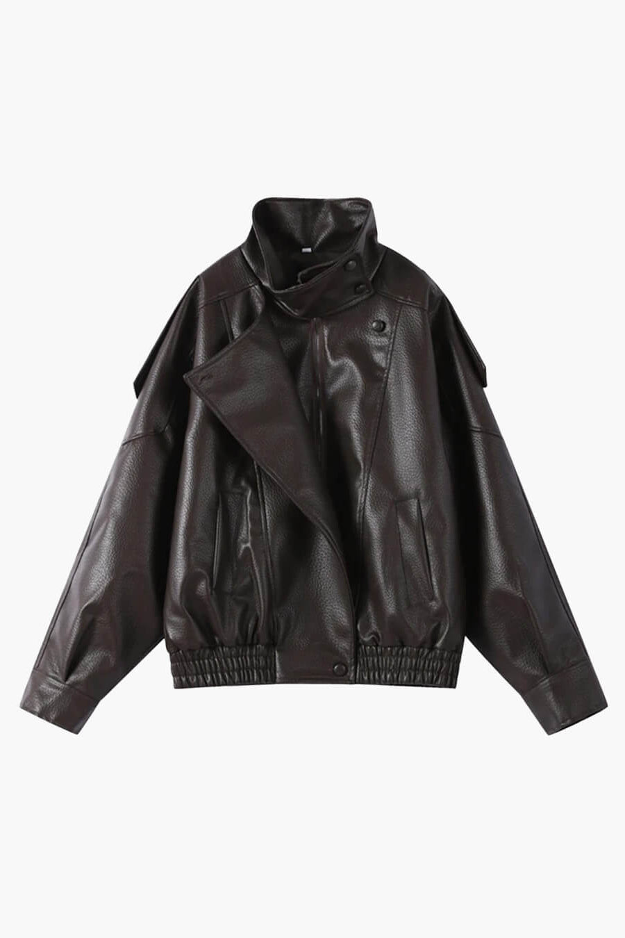 ZEYA - Nikka Faux Leather Stand Collar Jacket
