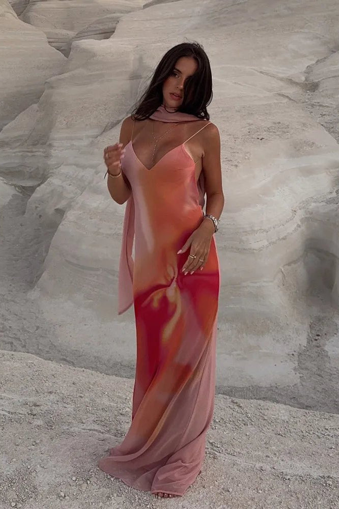 ZEYA - Octavia Open-Back Ombre Satin Dress