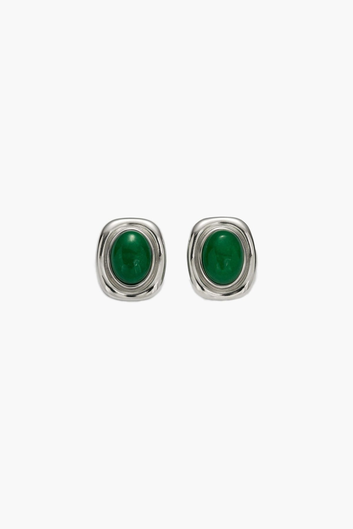 ZEYA - Olivia - Vintage Oval Gold Earrings with Natural Stones
