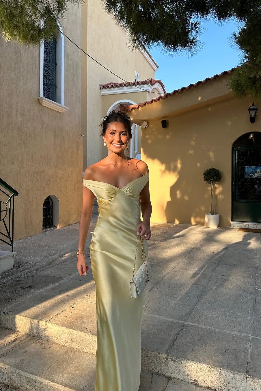 ZEYA - Ophelia Offshoulder Satin Maxi Dress