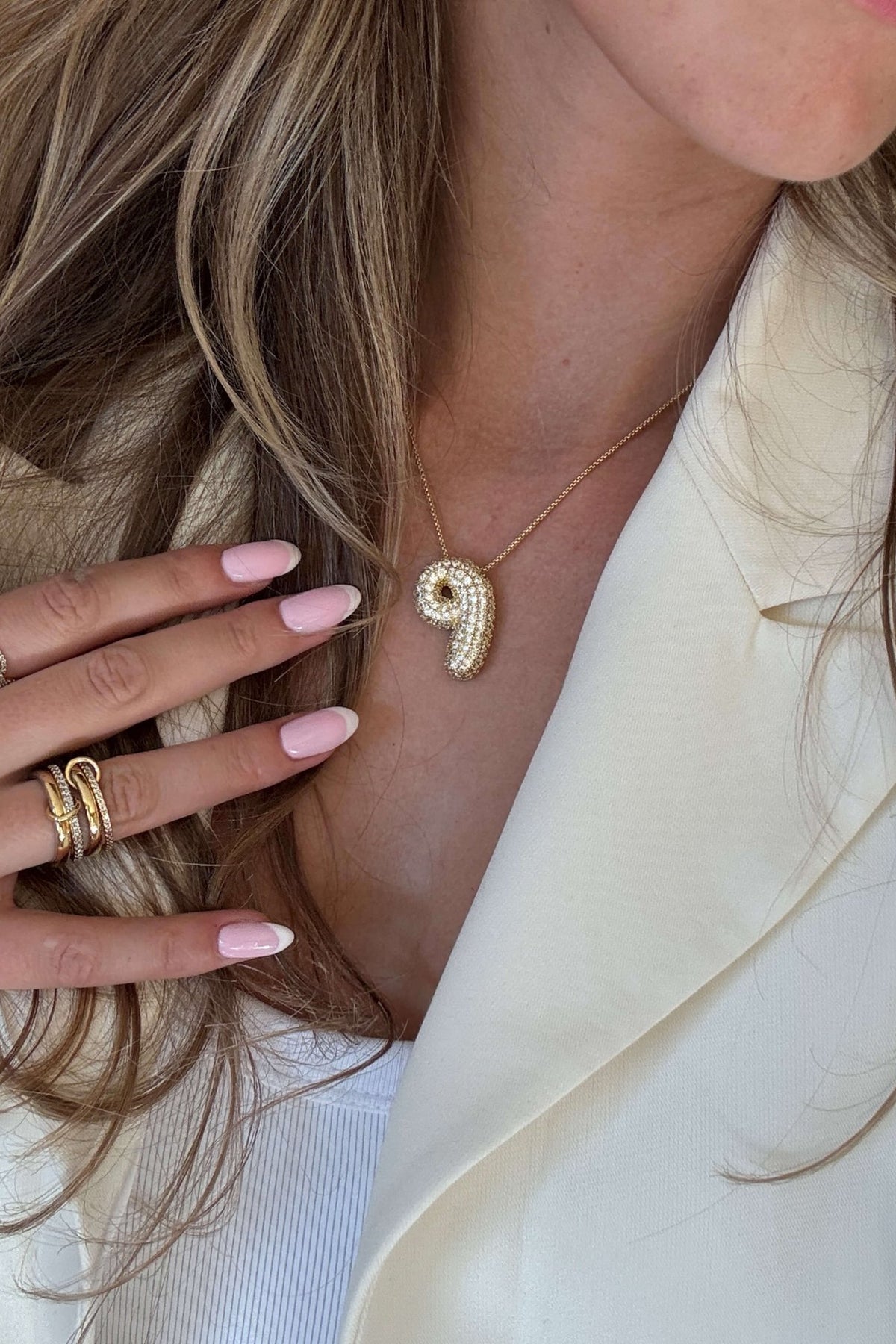 ZEYA - Pavé Bubble Initial Pendant Necklace