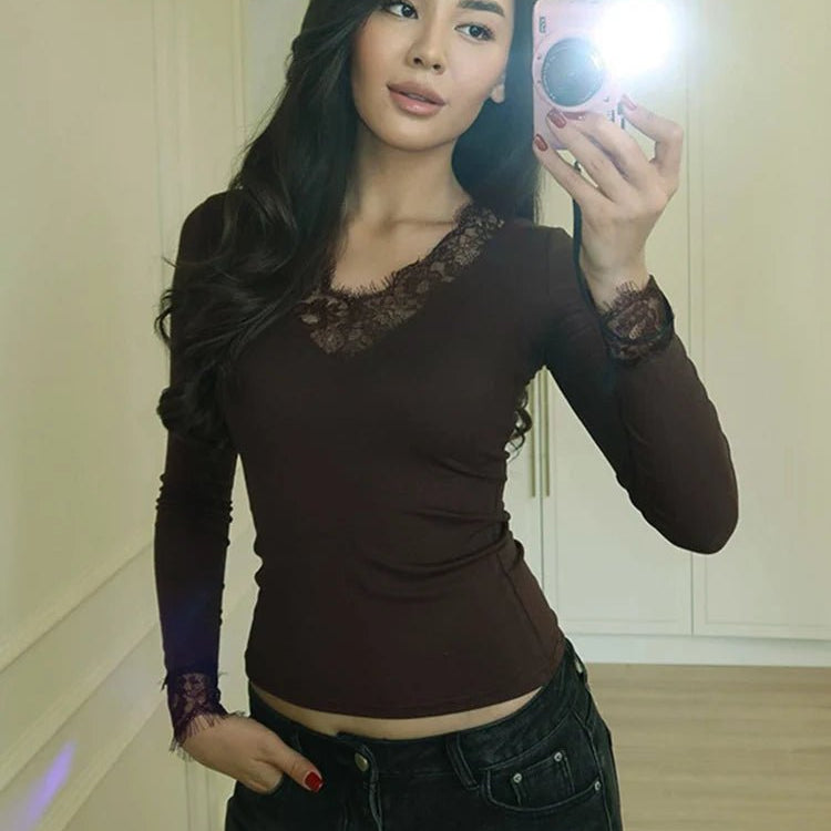 ZEYA - Sarah Lace V-Neck Casual Top