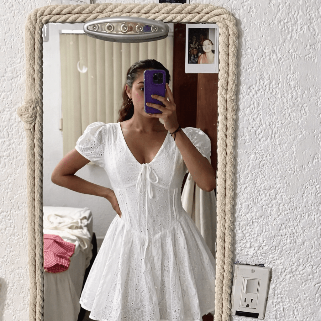 ZEYA - Shayne Puff Sleeve Embroidered Mini Dress