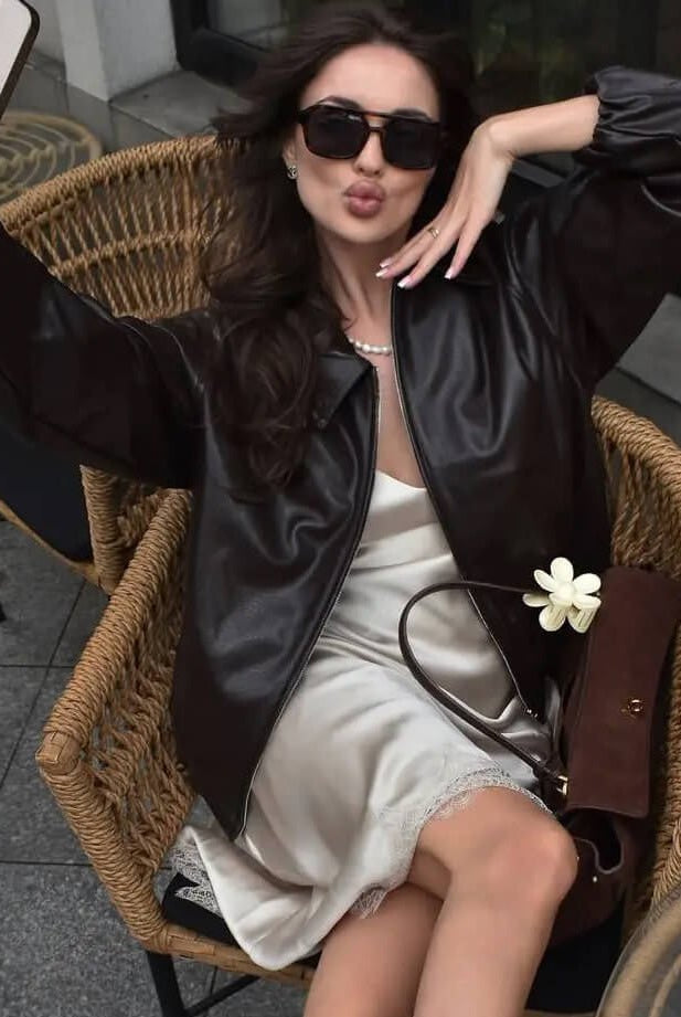 ZEYA - Sienna Faux Leather Bomber Jacket