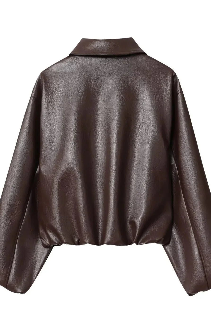 ZEYA - Sienna Faux Leather Bomber Jacket