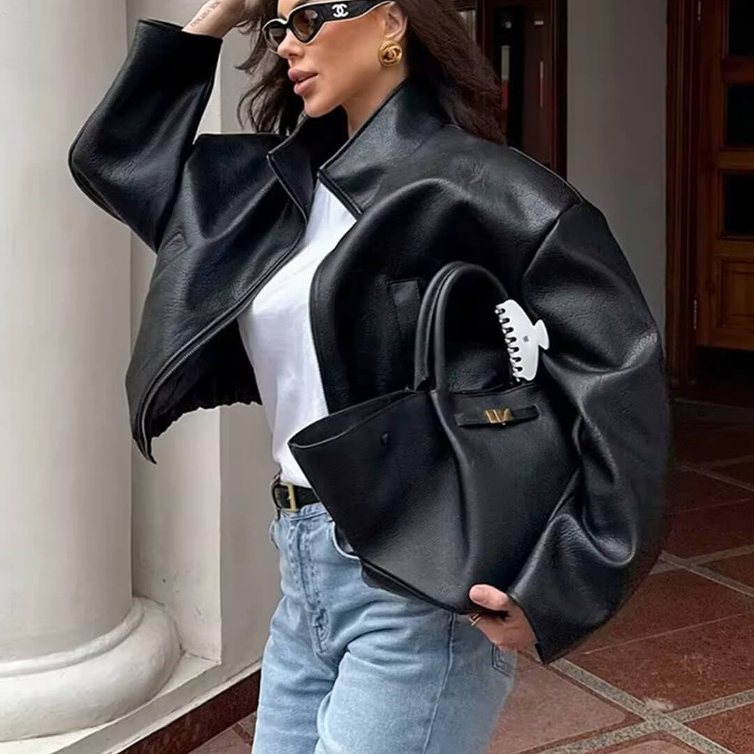 ZEYA - Soria Zip Up Leather Jacket