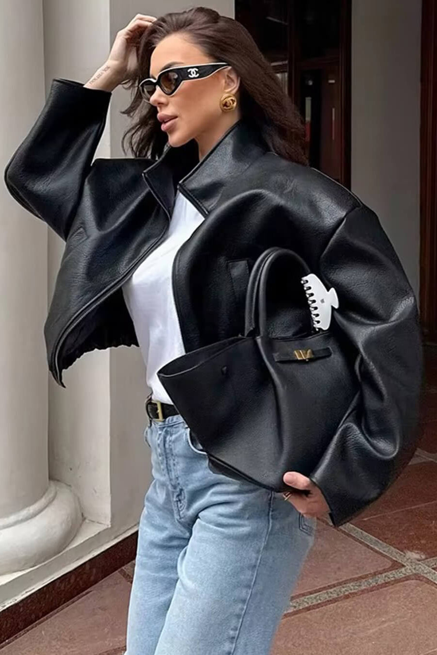 ZEYA - Soria Zip Up Leather Jacket