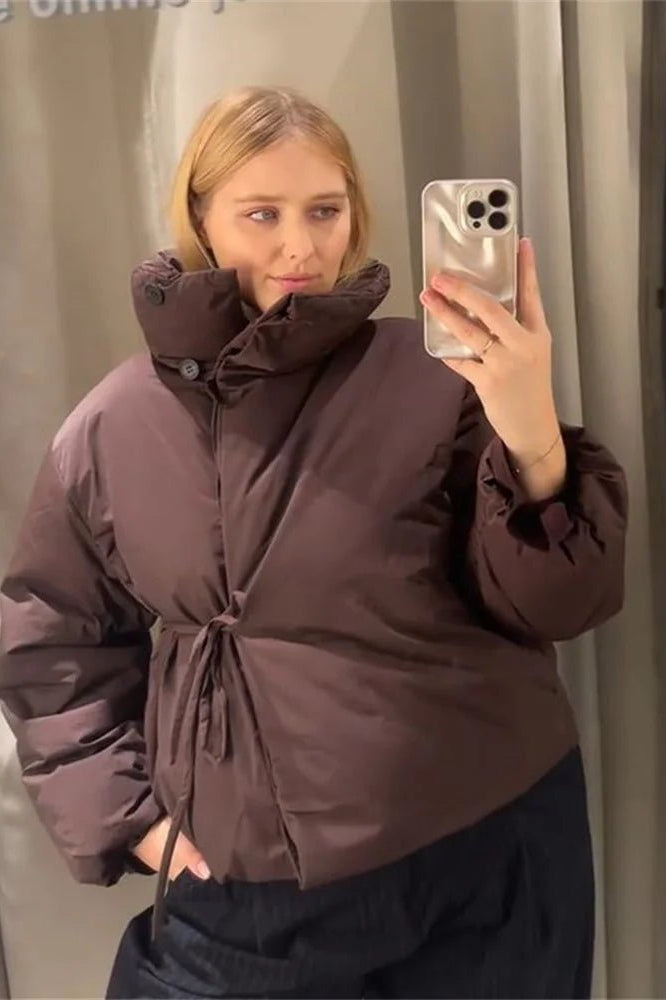 ZEYA - Suzanne High Collar Tie - Up Puffer Jacket