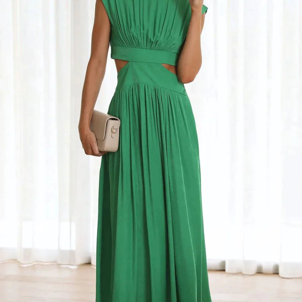 ZEYA - Syra High - Neck Midi Dress with Waist Cutouts