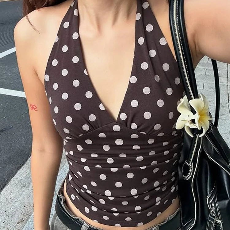 ZEYA - Tamsin Polka Dot Halter Vest