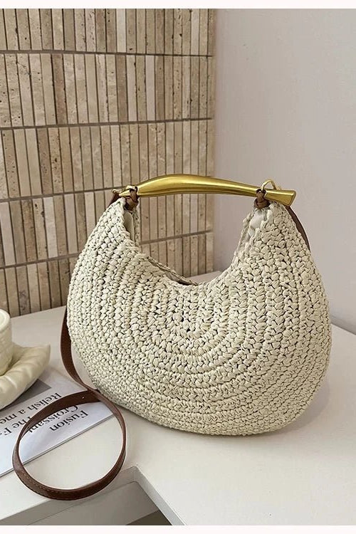 ZEYA - Valeria Sequined Straw Shoulder Bag