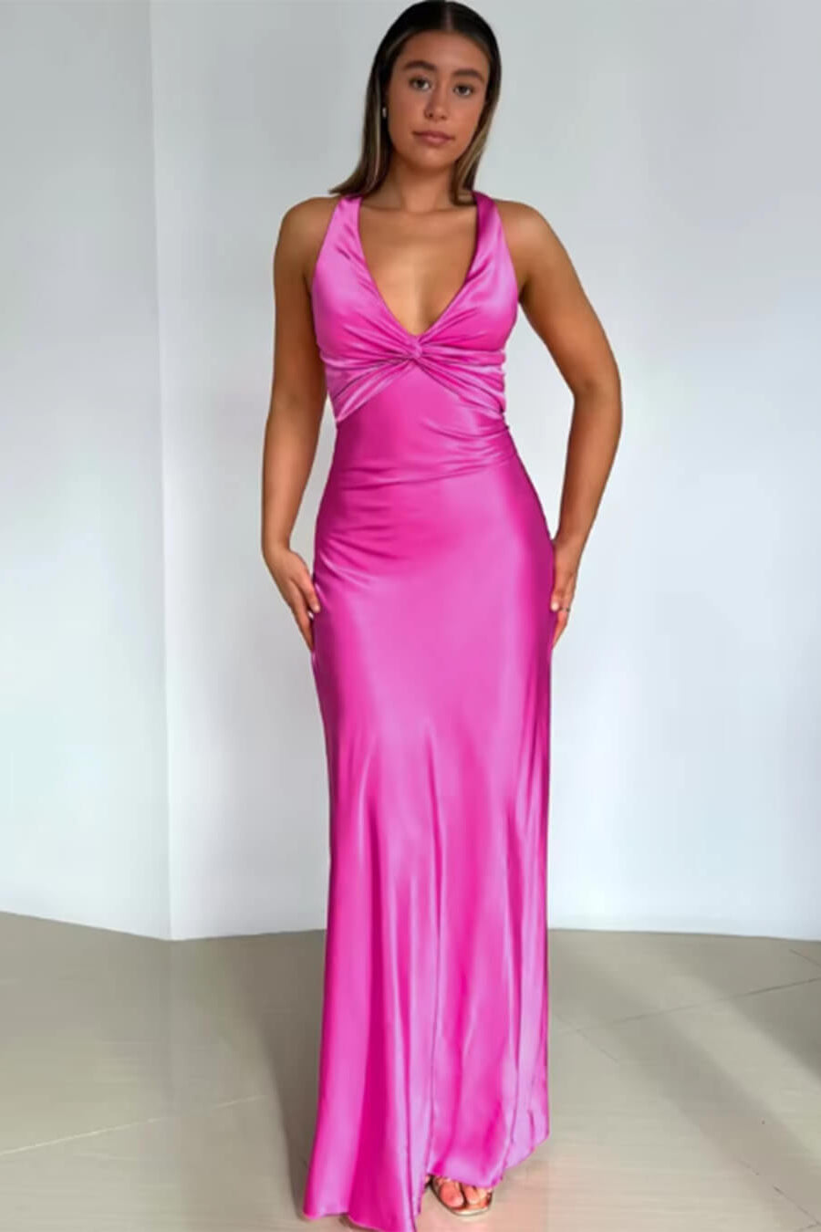 ZEYA - Venus Satin Open Back Maxi Dress