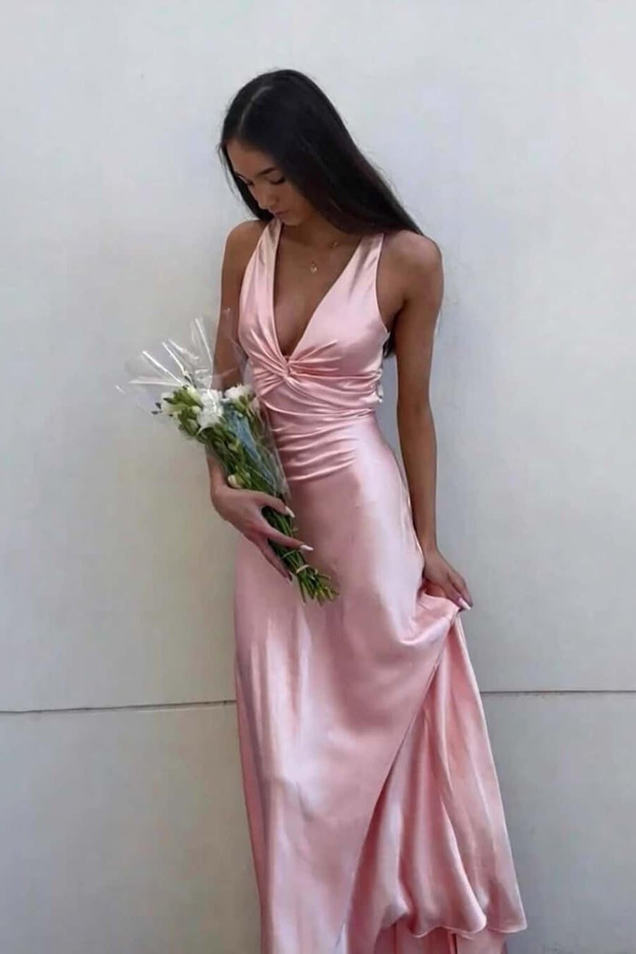 ZEYA - Venus Satin Open Back Maxi Dress