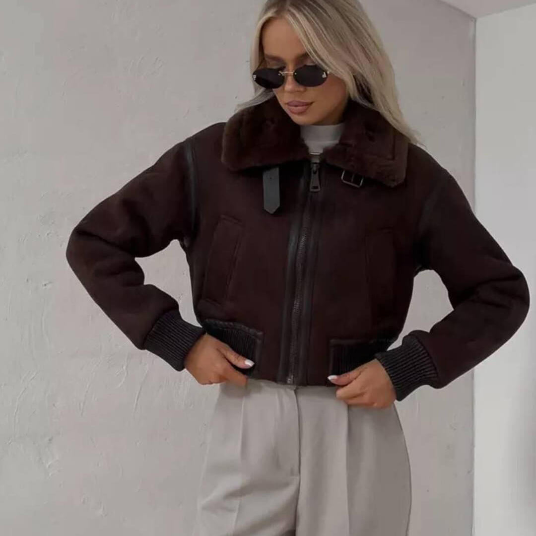 ZEYA - Vera Suede Short Bomber Jacket