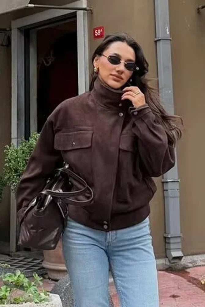ZEYA - Zoe Vintage Oversized Bomber Jacket