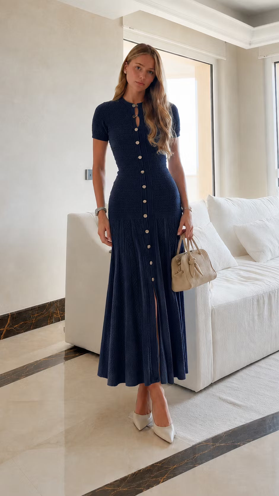 Milena Ribbed Knit Midi Dress
