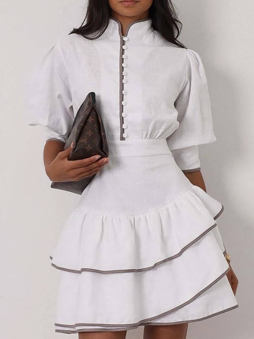 Sofia Patchwork Turtleneck Mini Dress