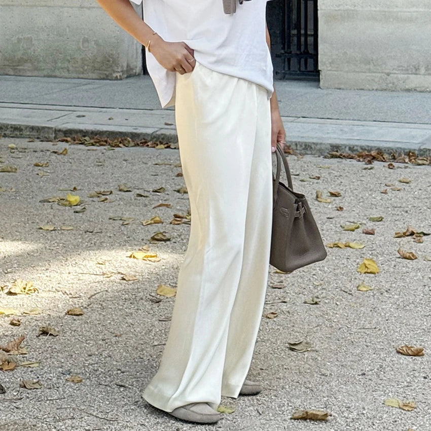 Brie satin flare-byxor