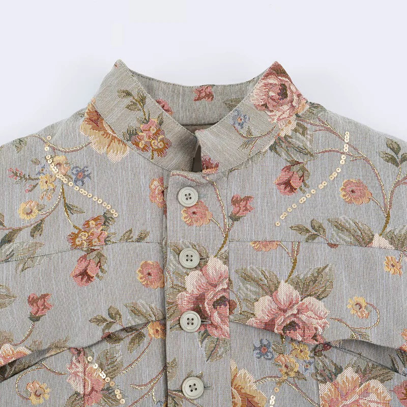 Anne Vintage Jacquard Cropped Jacket