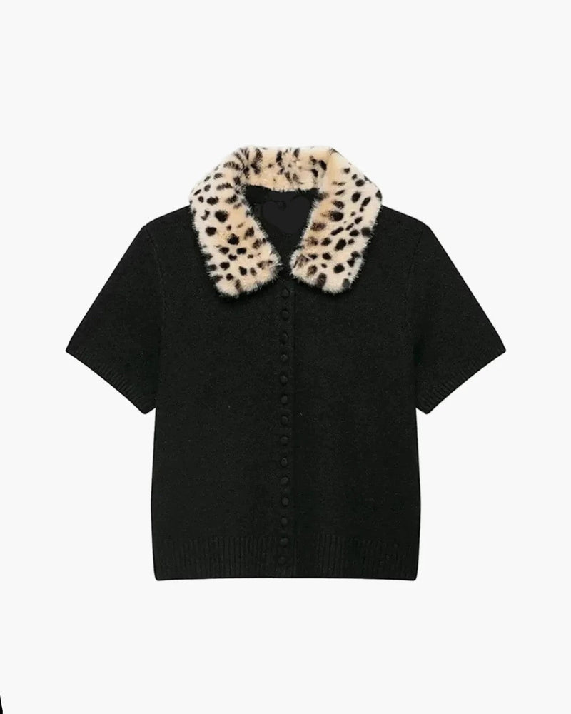 Ella Faux Fur Bambi Knit Cardigan Top