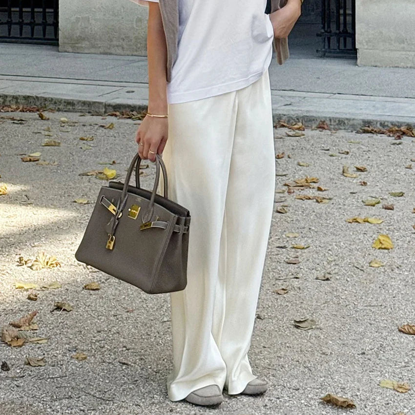 Brie satin flare-byxor