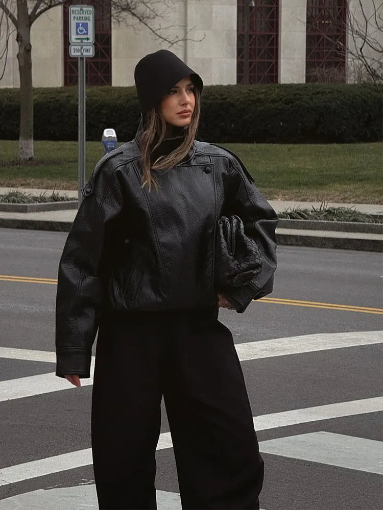 Marnie Black Vegan Leather Moto Jacket