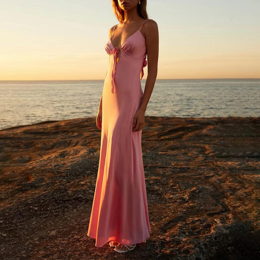Bianca cutout silkeslen cami maxi-klänning