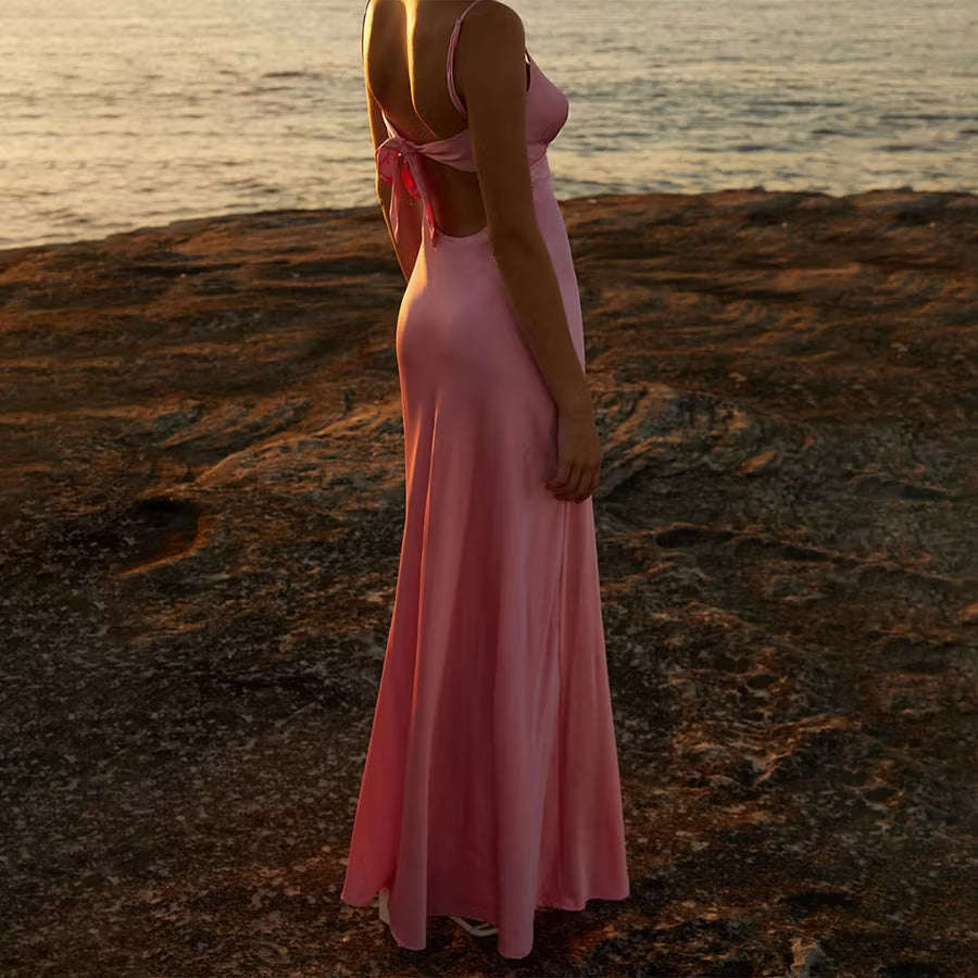 Bianca cutout silkeslen cami maxi-klänning
