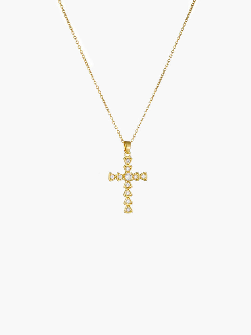 ZEYA Lucy Zircon Cross Pendant Necklace in Gold Prism