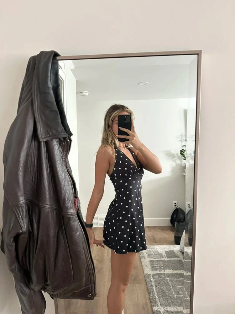 Isabel Backless Polka Dot Mini Dress