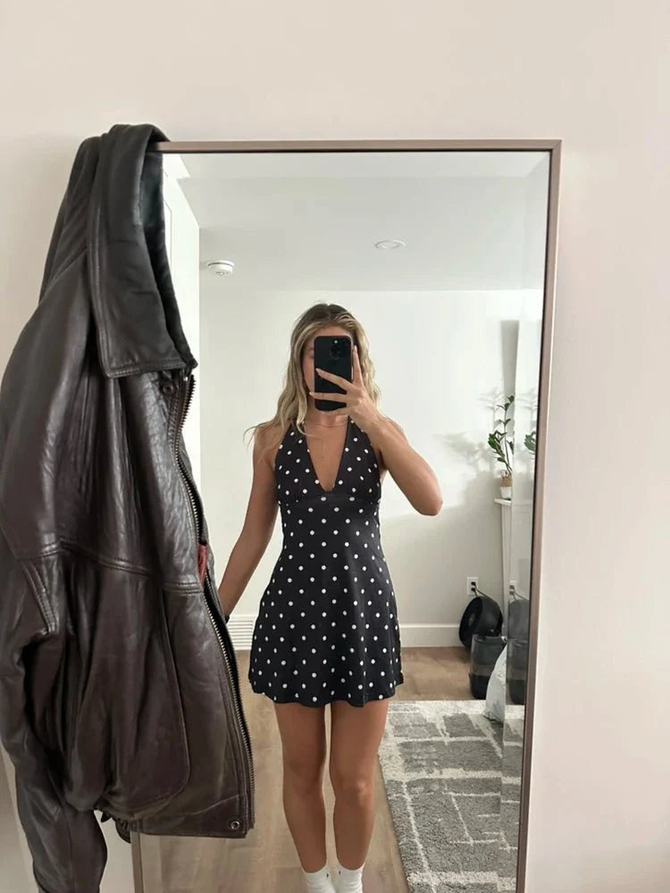 Isabel Backless Polka Dot Mini Dress