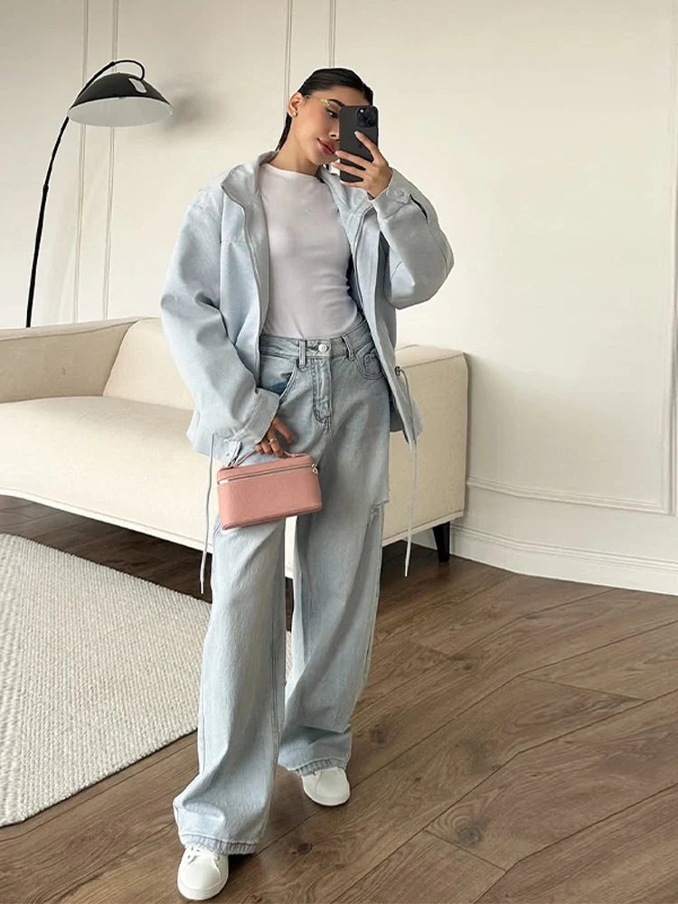 Ellen Drawstring Stand Collar Jacket