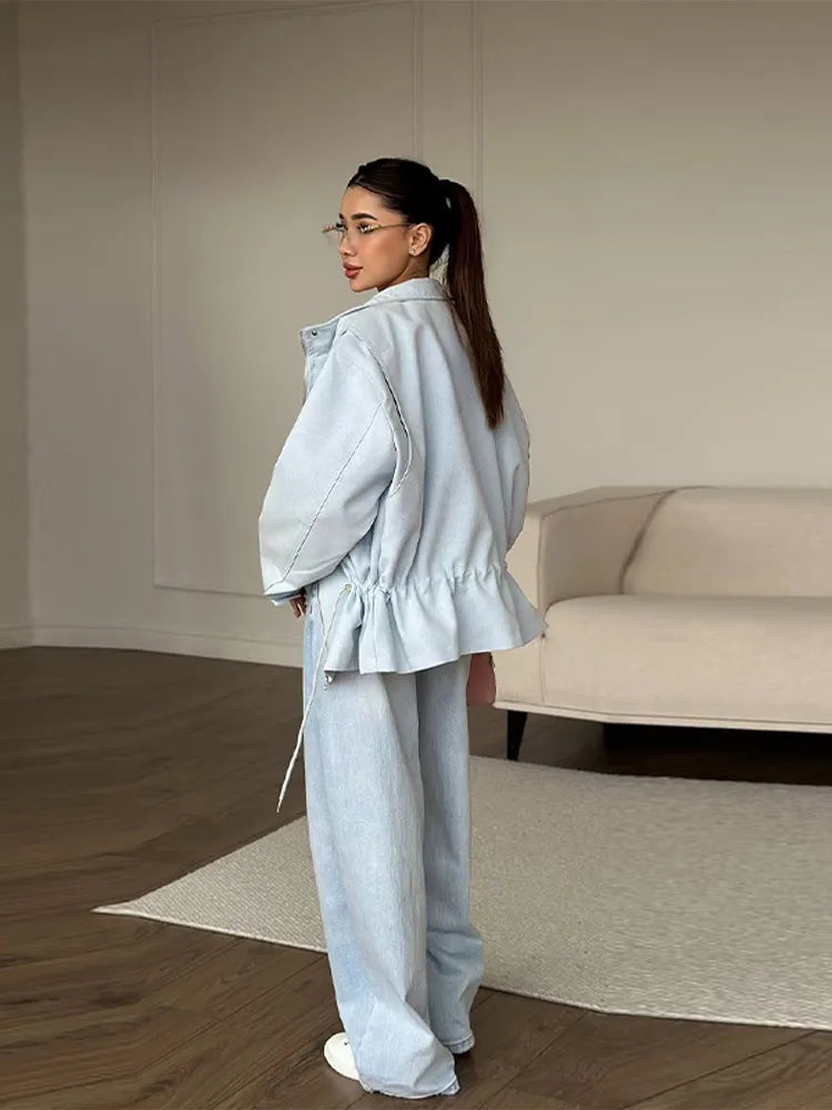 Ellen Drawstring Stand Collar Jacket