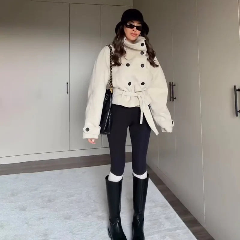 Olivia Belted Funnel Neck Coat