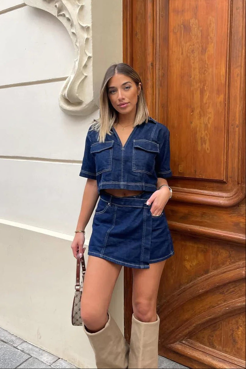 Sophie croppad topp och skort-set