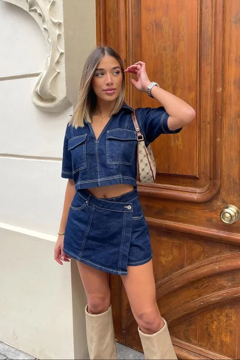 Sophie croppad topp och skort-set