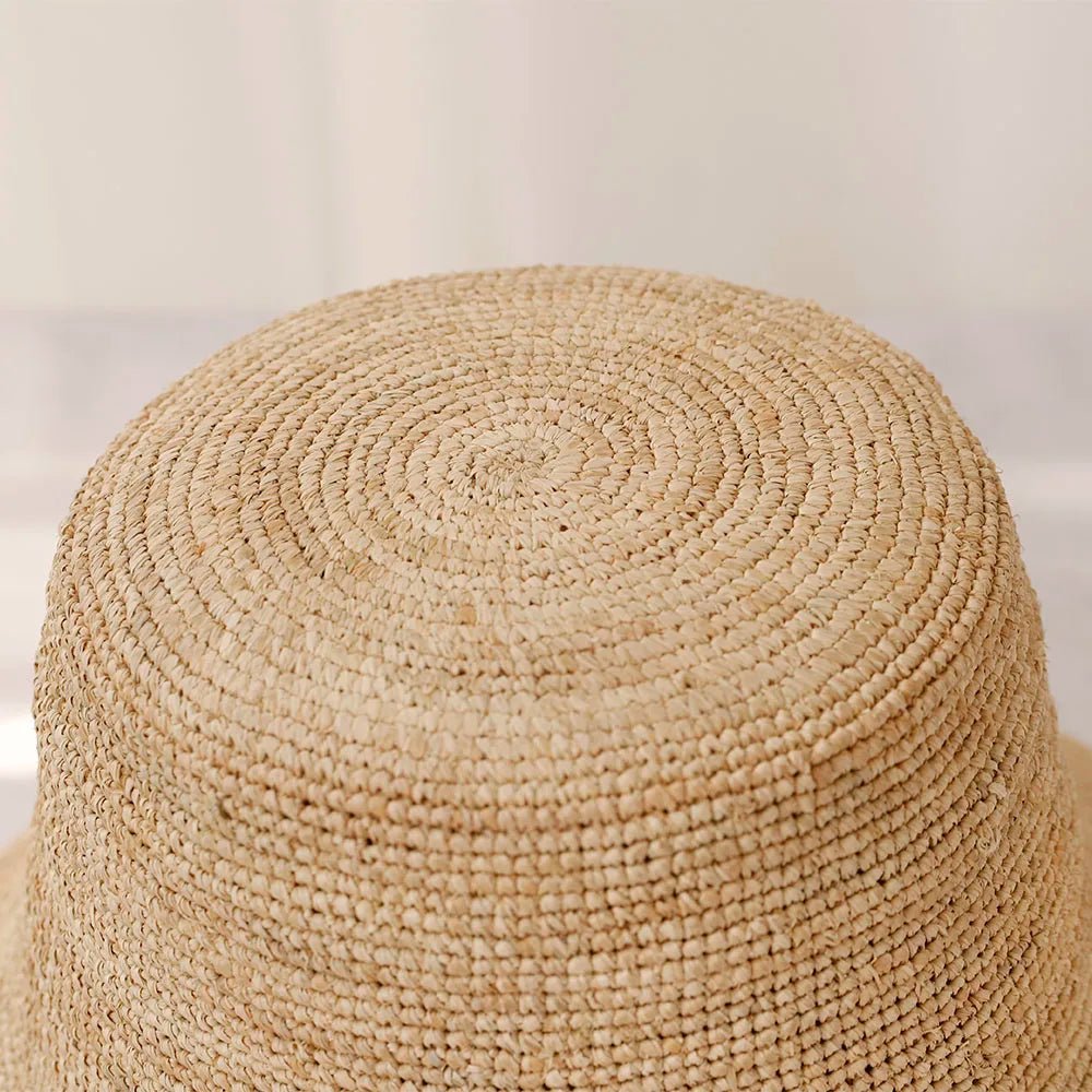 Sienna raffia bucket-hatt