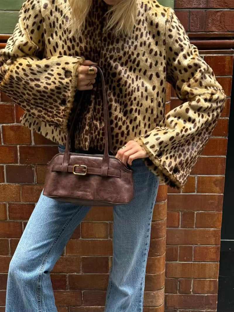 Katie Leopard Fuskpälsjacka