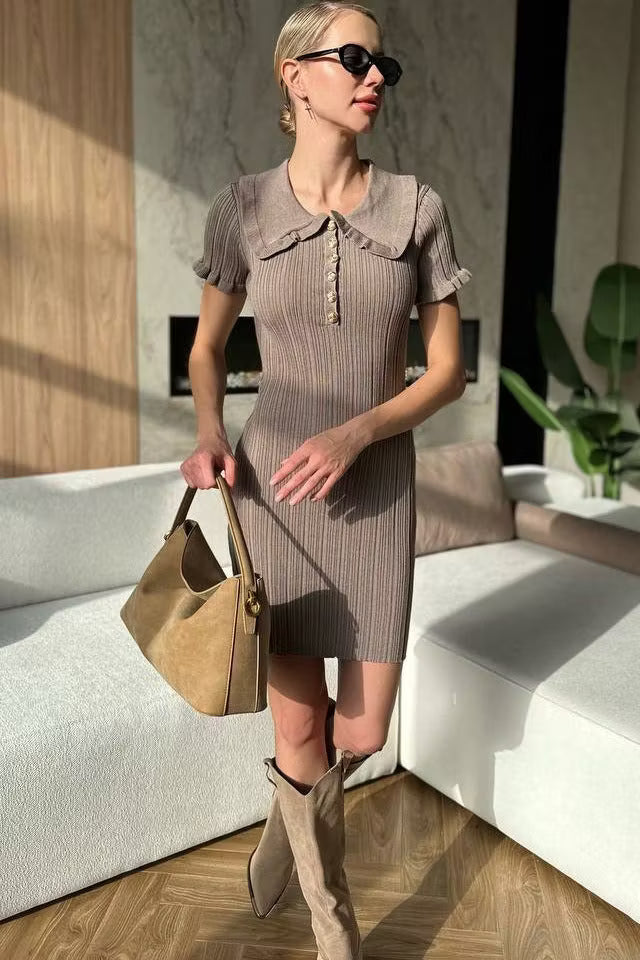 Beatrice kabelstickad tröjklänning