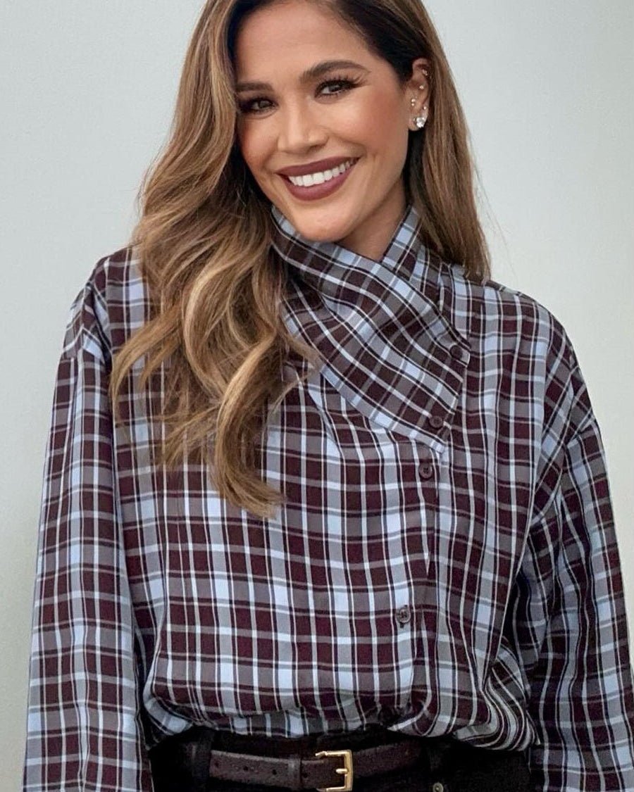 Monica Plaid Poplin Wrap Shirt