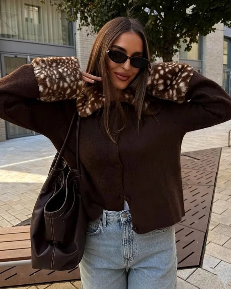 Emilia Faux Fur Trim Knit Cardigan