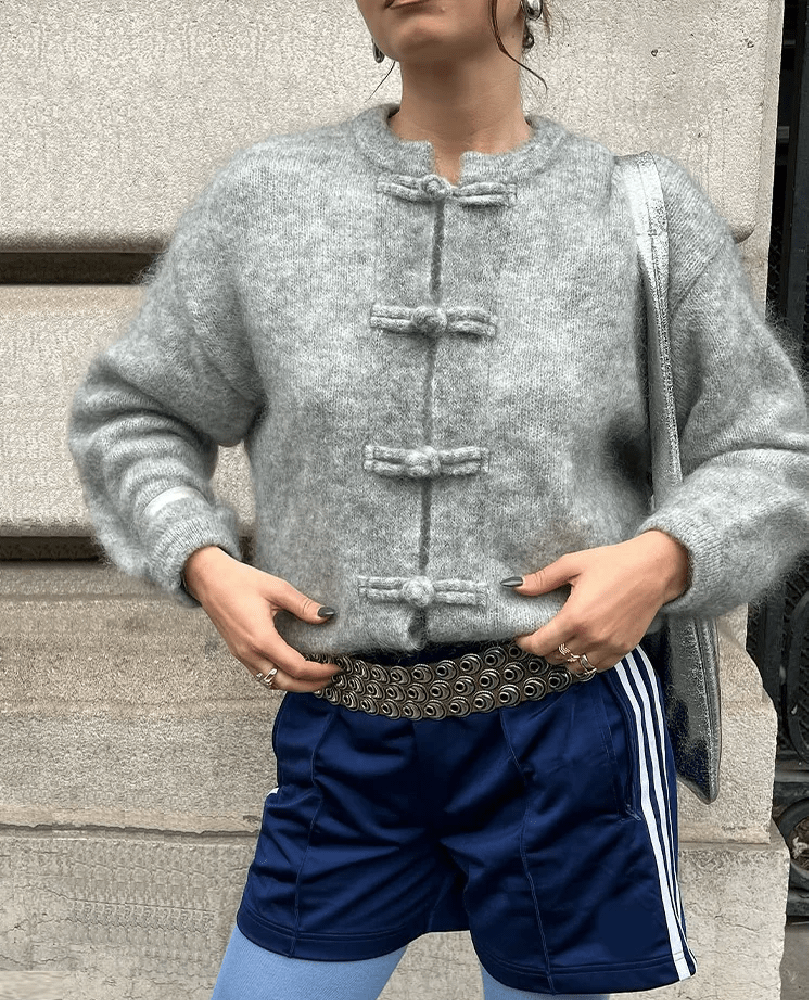 Angela Frog Knots Knitted Cardigan