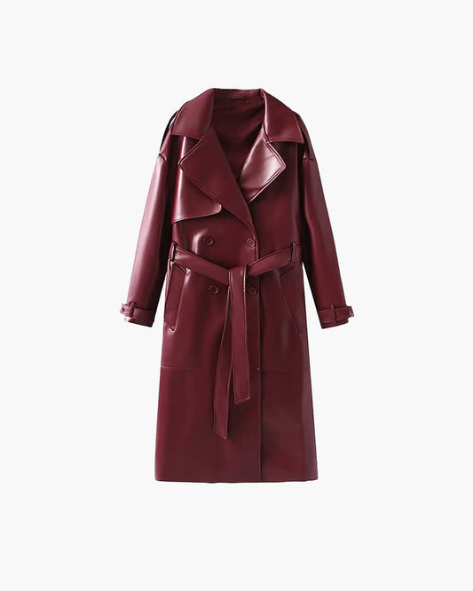 Connie Faux Leather Maxi Trench Coat