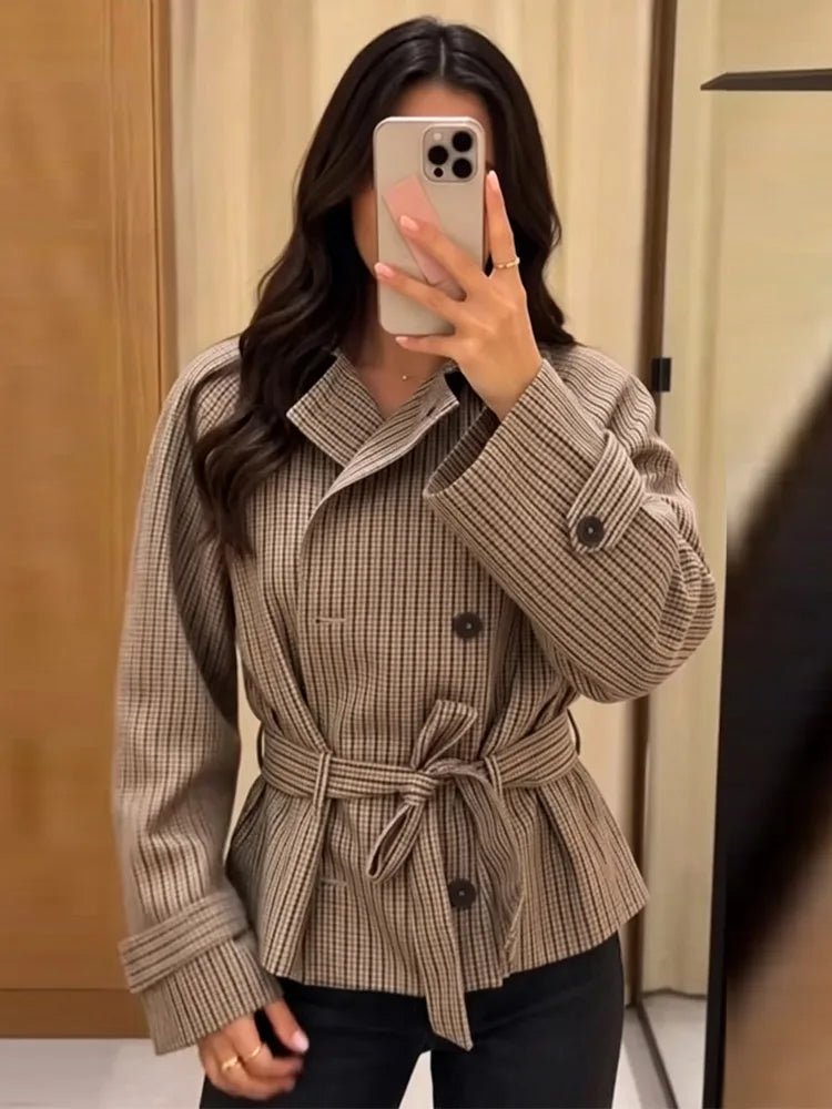 Melissa Plaid Belted Trench Coat