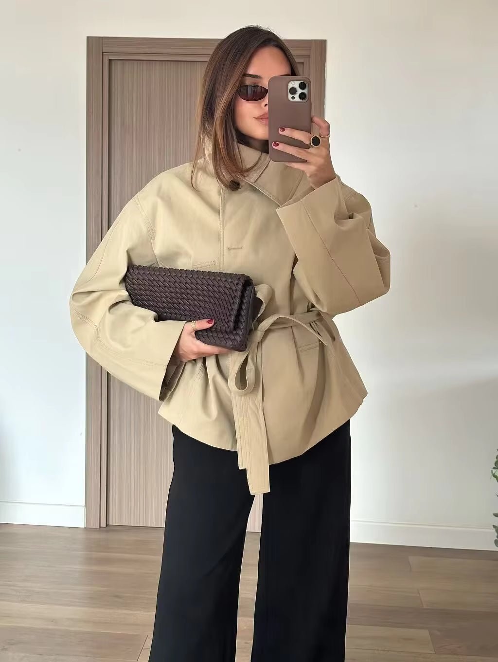 Helena Asymmetrisk Trenchcoat med Bälte