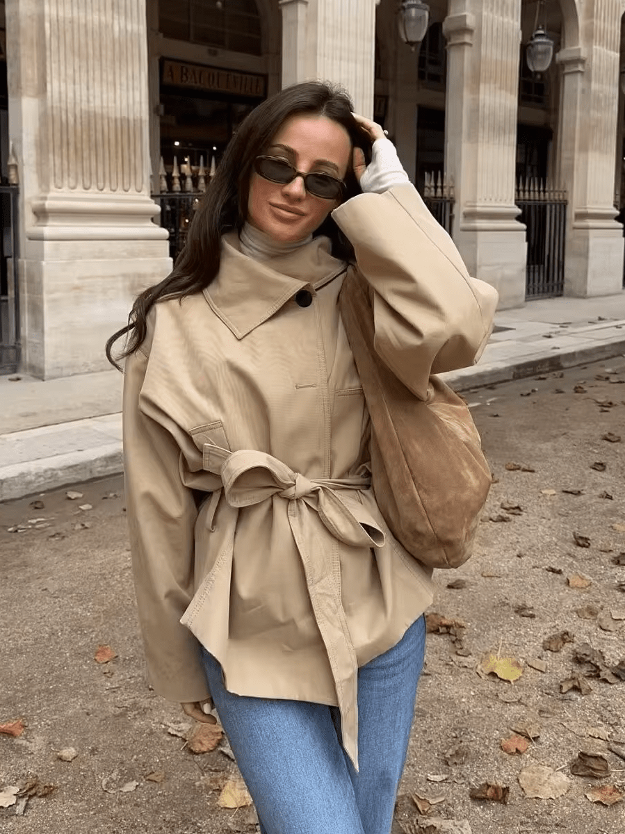 Helena Asymmetrisk Trenchcoat med Bälte